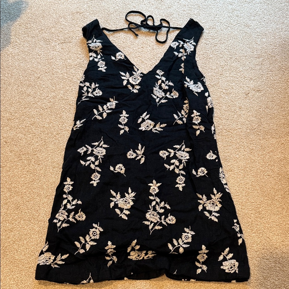 Abercrombie & Fitch Black Dress with White Embroidery